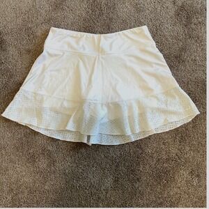 BCG Women White Perforated Tennis Skort Skirt With Built-in Shorts Size S